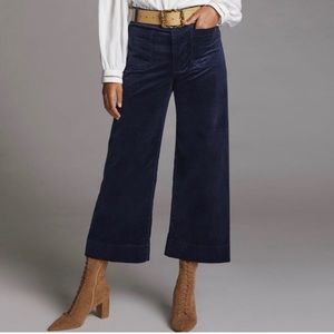 Maeve - The Colette Cropped Wide-Leg Corduroy Pants Navy